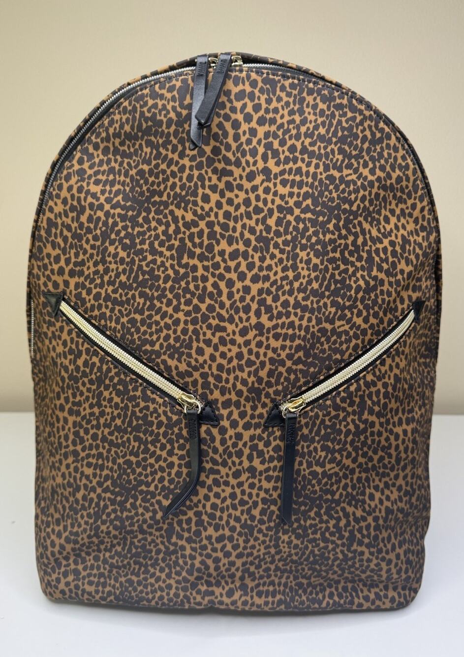 Stella & Dot Lady Boss Backpack Brown Leopard Print Zip Around Convertible Bag